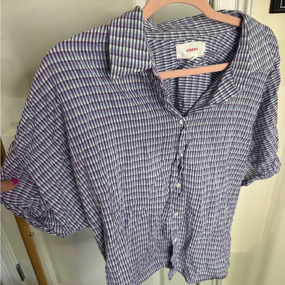 Xirena Gingham Button-Up Shirt
